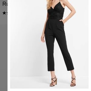 Ruched Lace V-Neck Jumpsuit